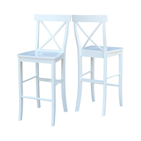 International Concepts X-Back Bar Height Stool, 30" Seat Height, White S08-6133